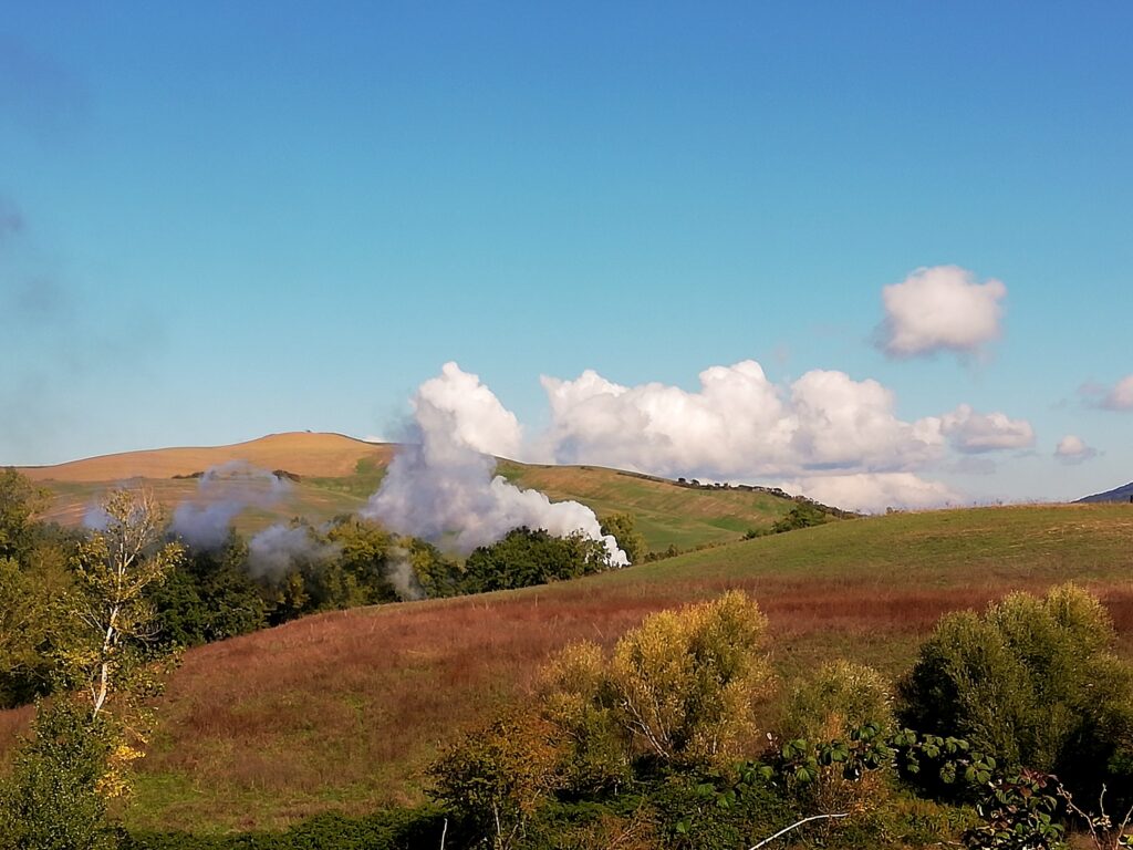 treno fumante in Val d'Orcia